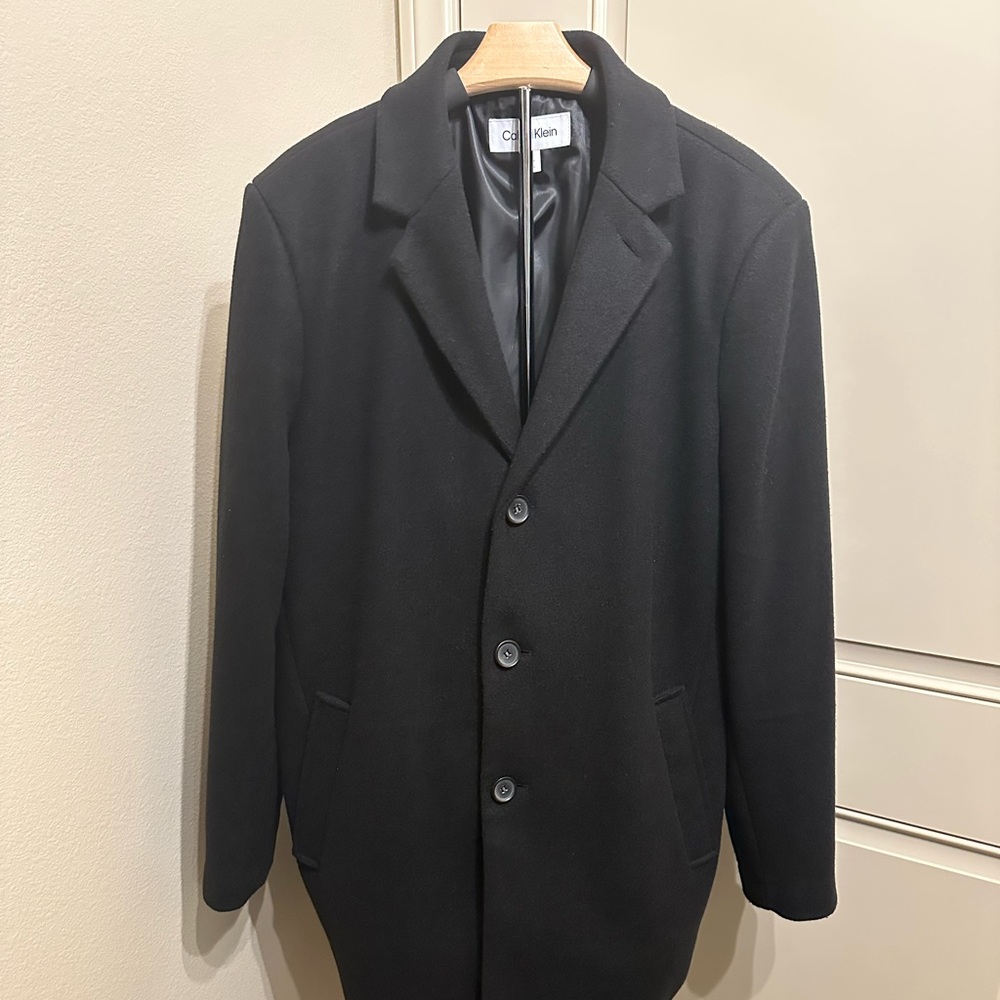 Calvin Klein Men's Classic Black 3/4 wool coat